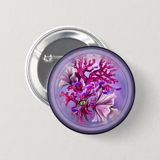 Paarse Ocean Mermaid Ronde Button 5,7 Cm (Voorkant /achterkant)