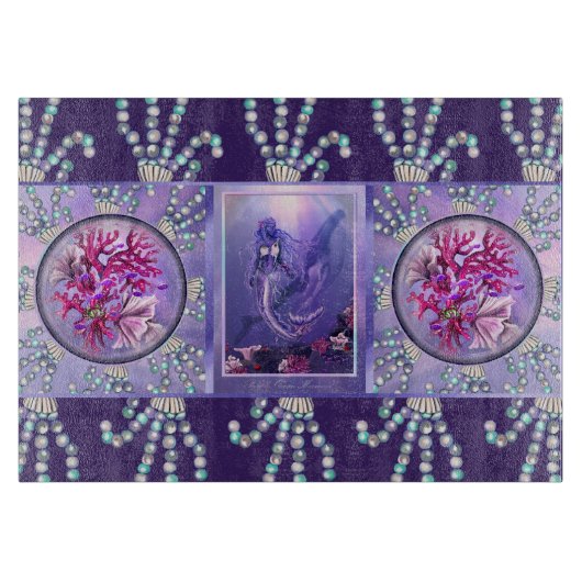 Paarse Ocean Mermaid Snijplank (Voorkant)