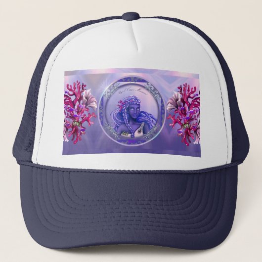 Paarse Ocean Mermaid Trucker Pet (Voorkant)