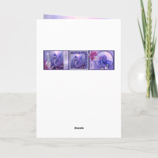 Paarse Ocean Mermaid verjaardagskaart Kaart (Achterkant)