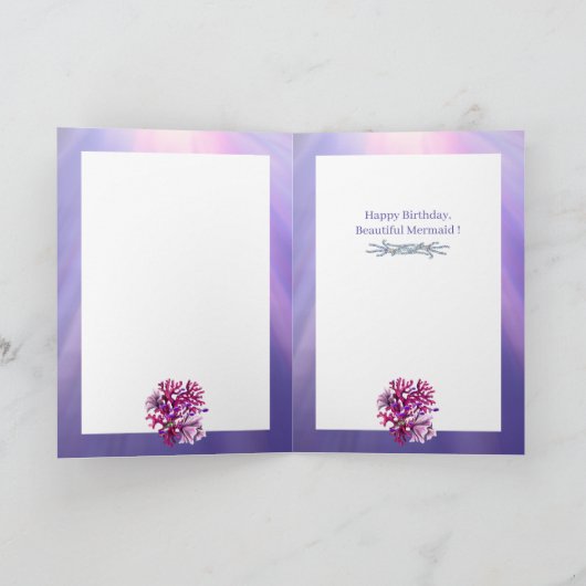 Paarse Ocean Mermaid verjaardagskaart Kaart (Binnen)