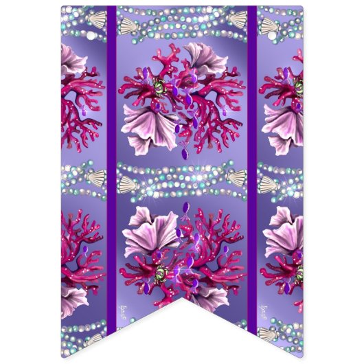 Paarse Ocean Mermaid Vlaggetjes (Tweede vlag)