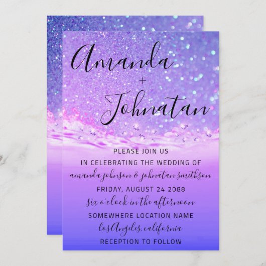 Paarse Ocean Spark Waves Beach Kaart (Voorkant / Achterkant)