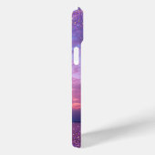 Paarse Ocean Sunset Photo Confetti Name Script Case-Mate iPhone Case (Achterkant / Rechts)