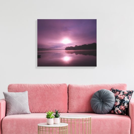 Paarse Ochtend Zonsopgang op CT River Canvas Print (Insitu (Woonkamer))