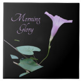  paarse ochtendglorie in zwart tegeltje (Voorkant)