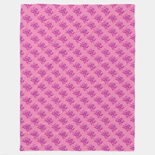 Paarse octopi fleece deken (Voorkant)
