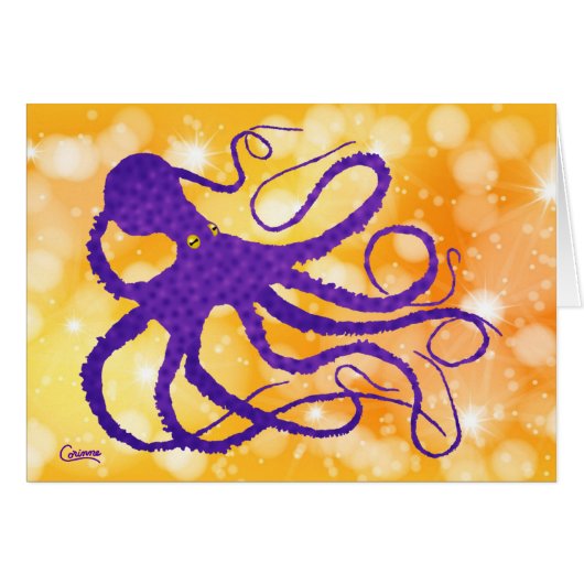 Paarse octopus - 7 x 5 inch Art Kaart (Voorkant Horizontaal)