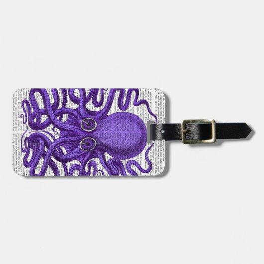 Paarse octopus bagagelabel (Voorkant horizontaal)