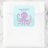 Paarse Octopus Birthday SQUARE Favor Sticker (Tas)