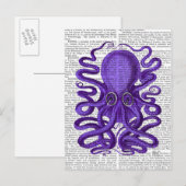 Paarse octopus briefkaart (Voorkant / Achterkant)