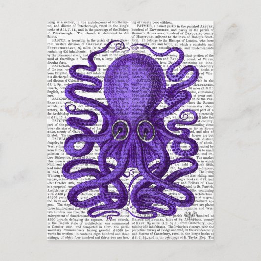 Paarse octopus briefkaart (Voorkant)