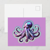 Paarse octopus briefkaart (Voorkant / Achterkant)