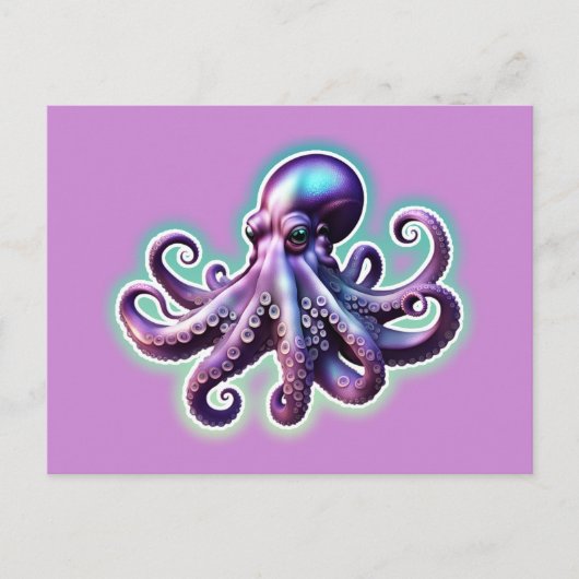 Paarse octopus briefkaart (Voorkant)