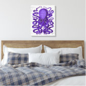 Paarse octopus canvas afdruk (Insitu (Slaapkamer))