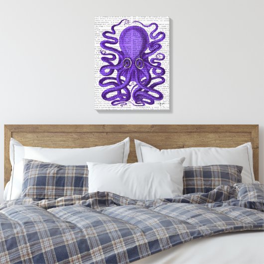 Paarse octopus canvas afdruk (Insitu (Slaapkamer))
