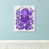 Paarse octopus canvas afdruk (Insitu (Houten vloer))