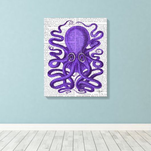 Paarse octopus canvas afdruk (Insitu (Houten vloer))
