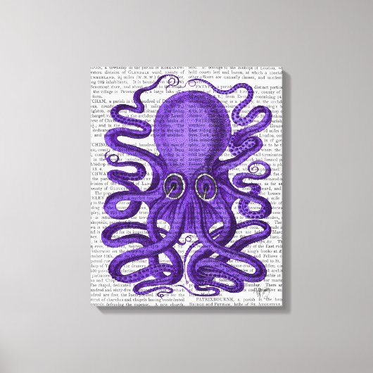 Paarse octopus canvas afdruk (Voorkant)