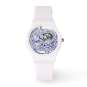 Paarse octopus Compass Horloge