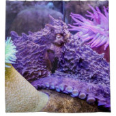 Paarse octopus-gordijn in de blauwe oceaan douchegordijn (Voorkant)
