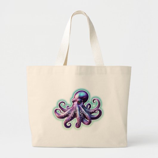 Paarse octopus grote tote bag (Voorkant)