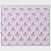 Paarse octopus in Kerstmis in Santa Hat Cadeaupapier (Vlak)