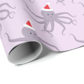 Paarse octopus in Kerstmis in Santa Hat Cadeaupapier (Rol Hoek)