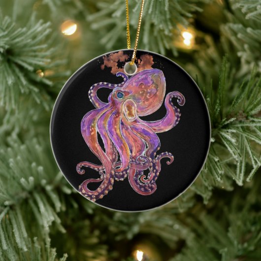 Paarse octopus keramisch ornament (Boom)