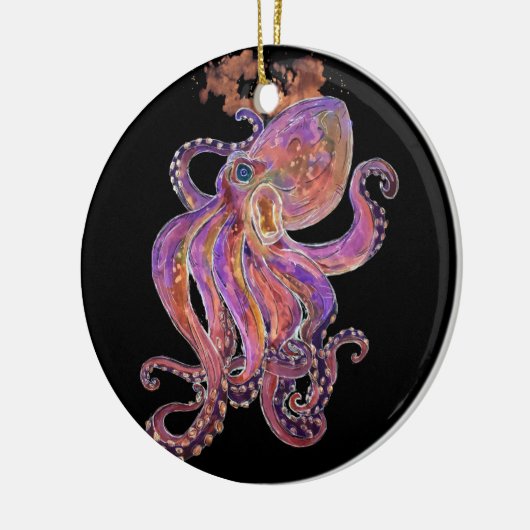 Paarse octopus keramisch ornament (Links)