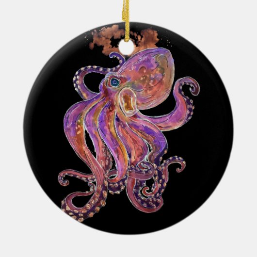 Paarse octopus keramisch ornament (Achterkant)