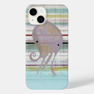Paarse Octopus kleurrijke fantasie golven zwemmen Case-Mate iPhone 14 Hoesje