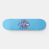 Paarse Octopus met Drietand Persoonlijk Skateboard (Horizontaal)