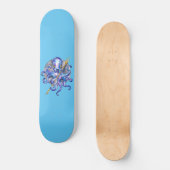 Paarse Octopus met Drietand Persoonlijk Skateboard (Voorkant)