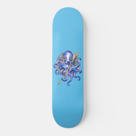 Paarse Octopus met Drietand Persoonlijk Skateboard (Voorkant)