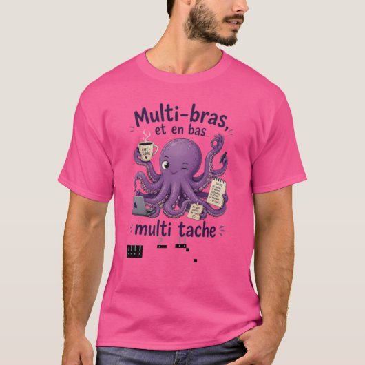 Paarse Octopus Multi-arm & Multi-task – koffie T-shirt (Voorkant)