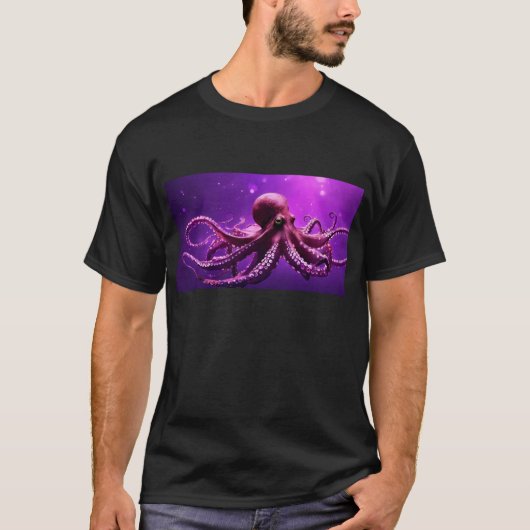 Paarse octopus ontwerp t-shirt (Voorkant)