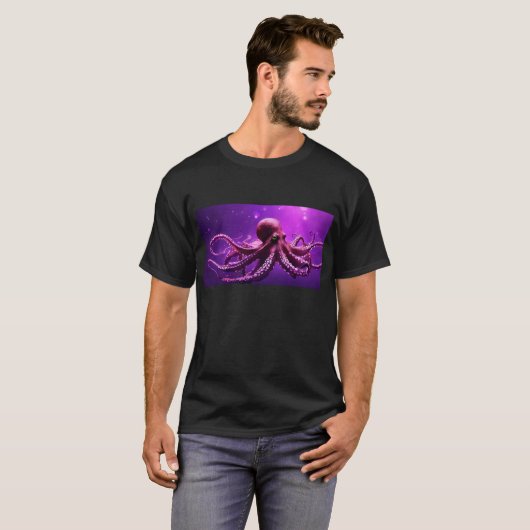 Paarse octopus ontwerp t-shirt (Voorkant volledig)
