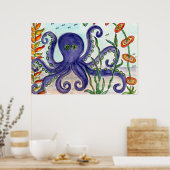 Paarse octopus poster (Keuken)