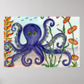 Paarse octopus poster (Voorkant)