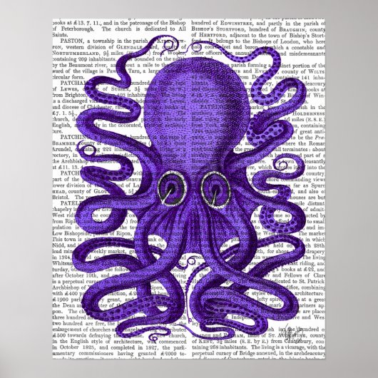 Paarse octopus poster (Voorkant)