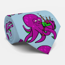 Paarse octopus speelt groene doedelzakken