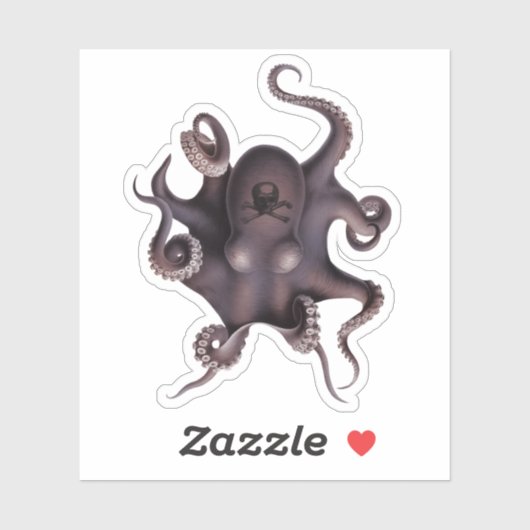 Paarse octopus sticker (Vel)
