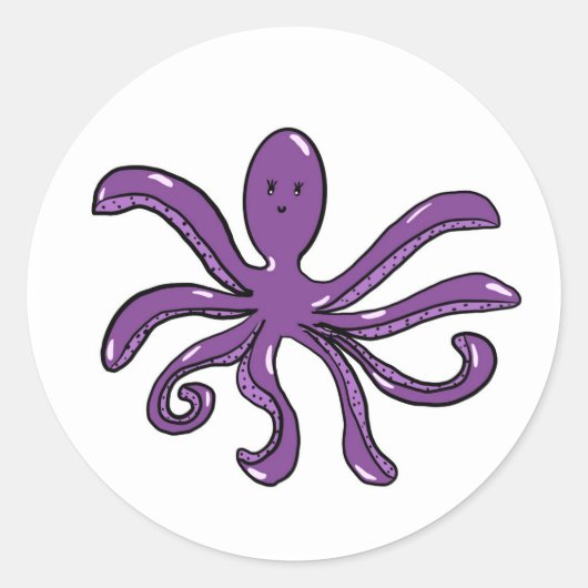Paarse octopus Sticker (Voorkant)