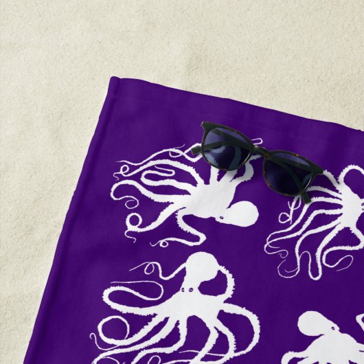 Paarse octopus - strand handdoeken (In situ)