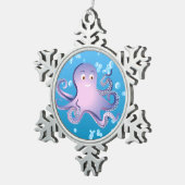 Paarse octopus tin sneeuwvlok ornament (Rechts)