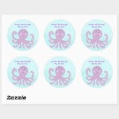 Paarse Octopus Verjaardag Custom Favor Sticker (Vel)