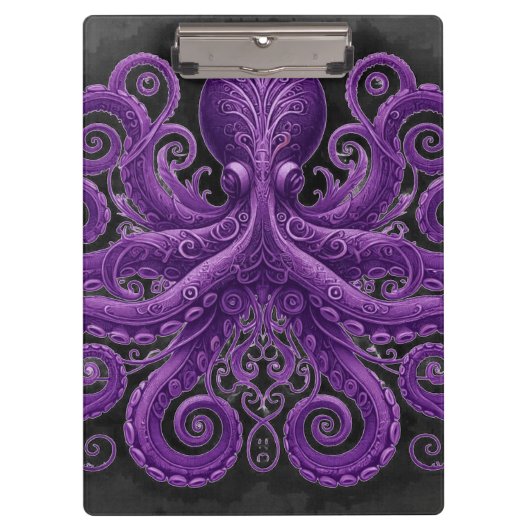 Paarse Octopus Victoriaanse Steampunk Kraken Klembord (Voorkant)