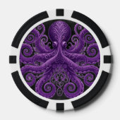 Paarse Octopus Victoriaanse Steampunk Kraken Poker Chips (Voorkant)