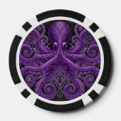 Paarse Octopus Victoriaanse Steampunk Kraken Poker Chips (Achterkant)